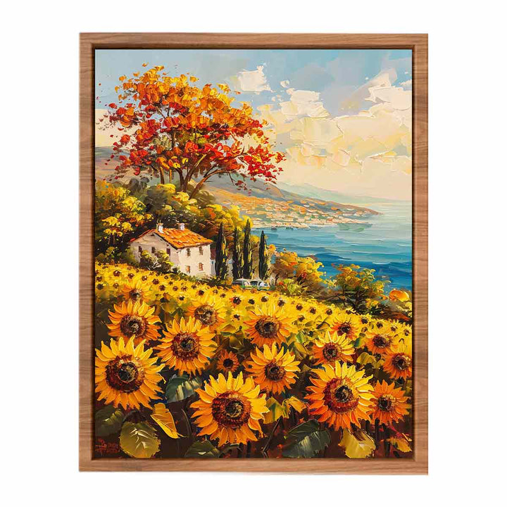 Sunflower Field House  Painting