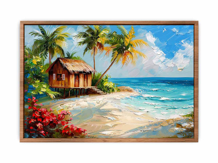 Wodden House On Beach  Painting