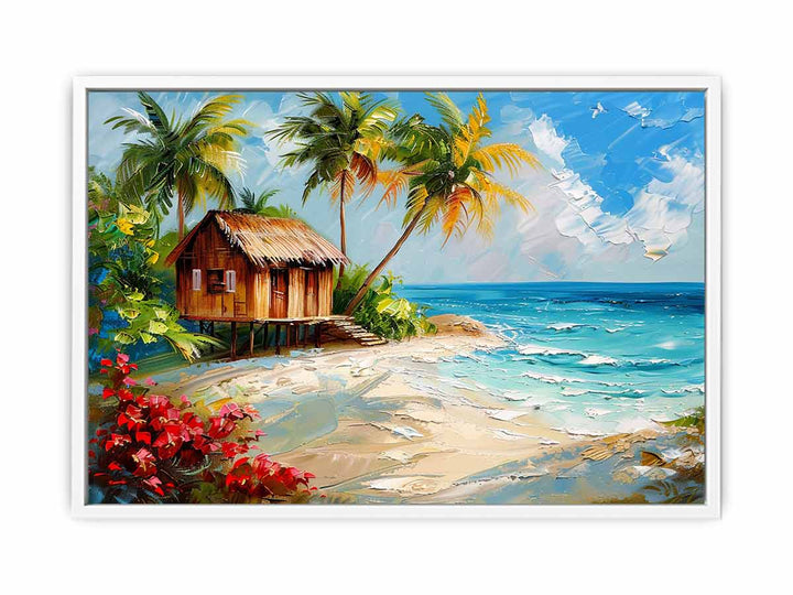 Wodden House On Beach Canvas Print
