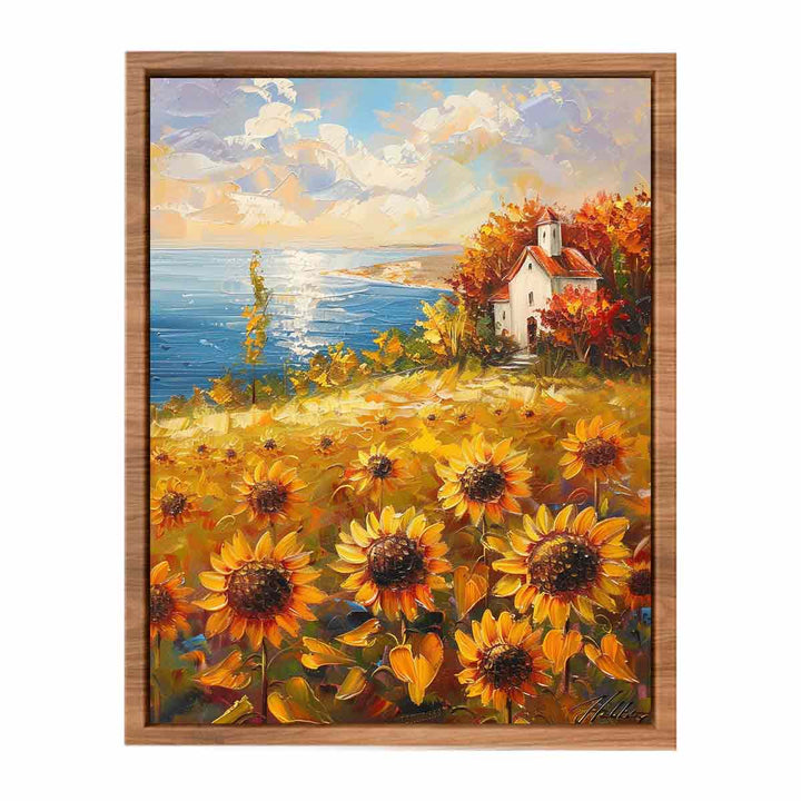 Sunflower Field House  Painting