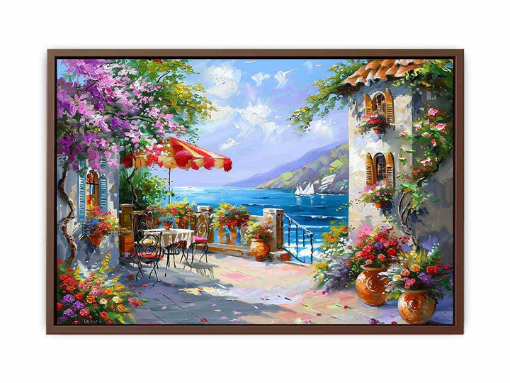 Italian Beachside Cafe  Art Print