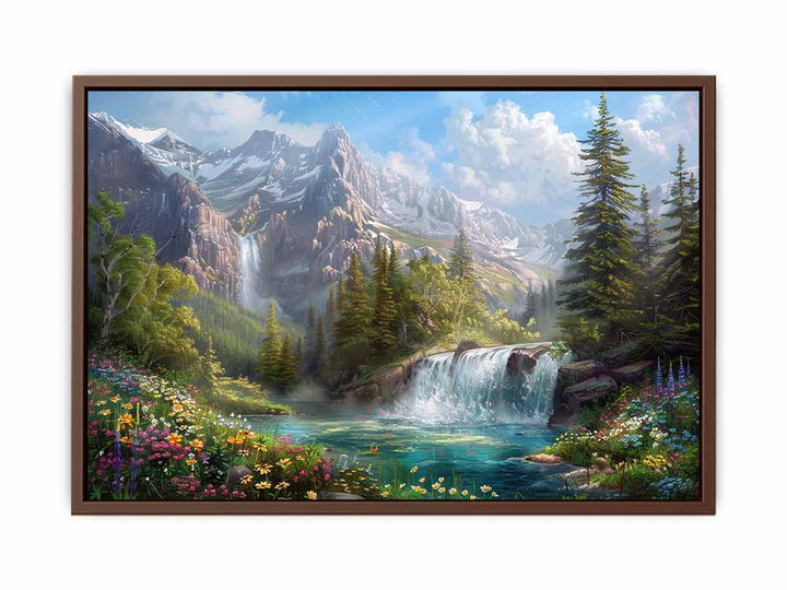 Mountain Waterfall  Art Print