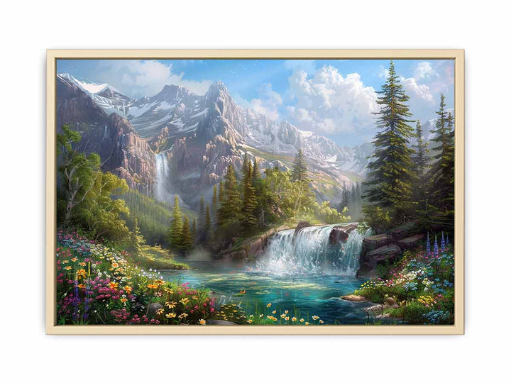 Mountain Waterfall Framed Print