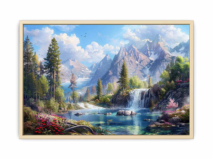 Mountain Waterfall Framed Print