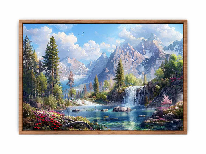 Mountain Waterfall  Painting