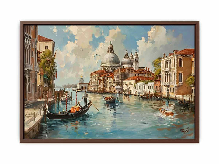 Venice with Gondola On The canal  Art Print