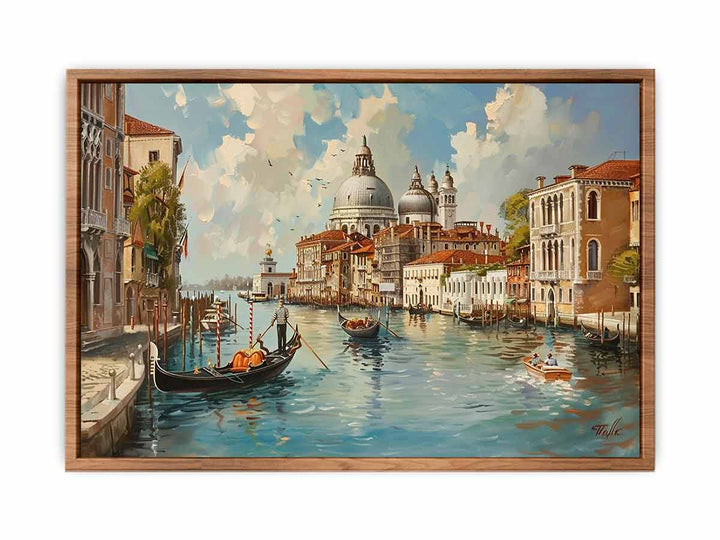 Venice with Gondola On The canal  Painting