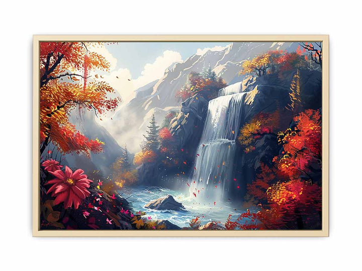 Autumn Waterfall Framed Print