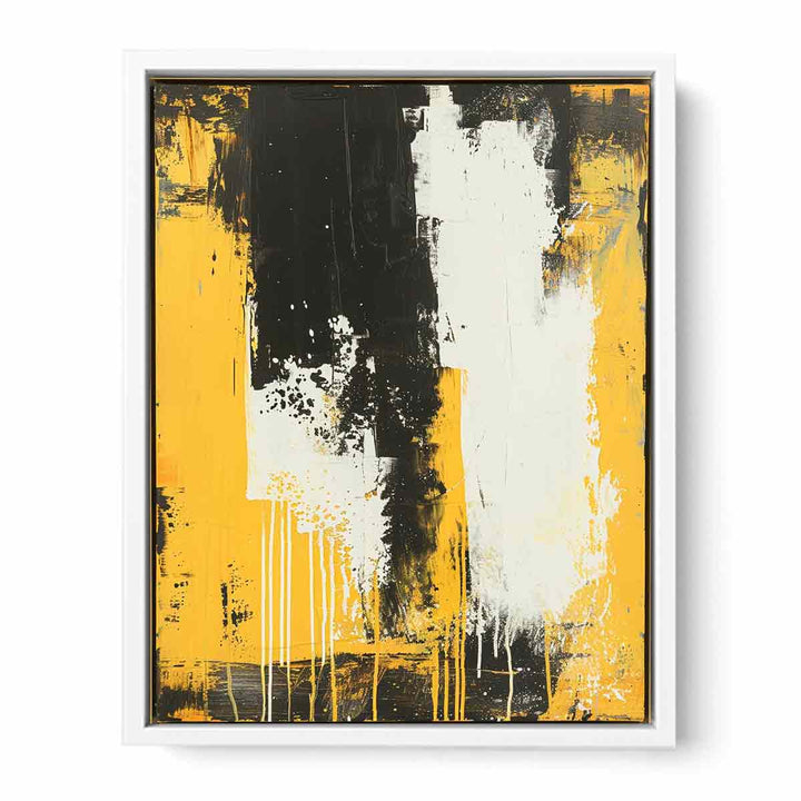 Yellow Black Astract Art Canvas Print