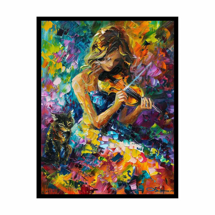 Girl Playing ViolIn Painting 