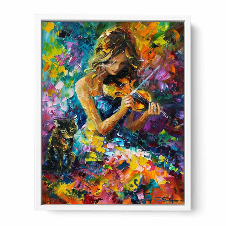 Girl Playing ViolIn Painting Canvas Print