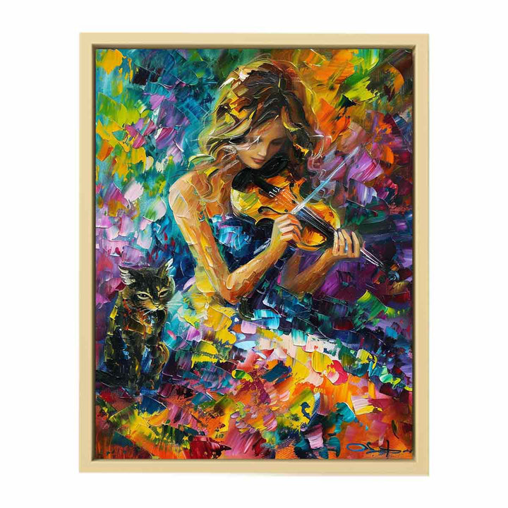 Girl Playing ViolIn Painting Framed Print