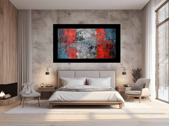 Red Blue Abstract Art 