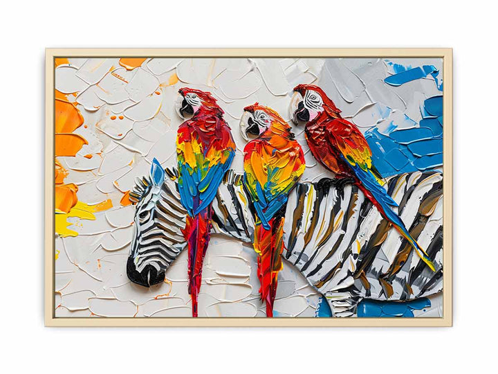 Zebra Parrot Art Framed Print