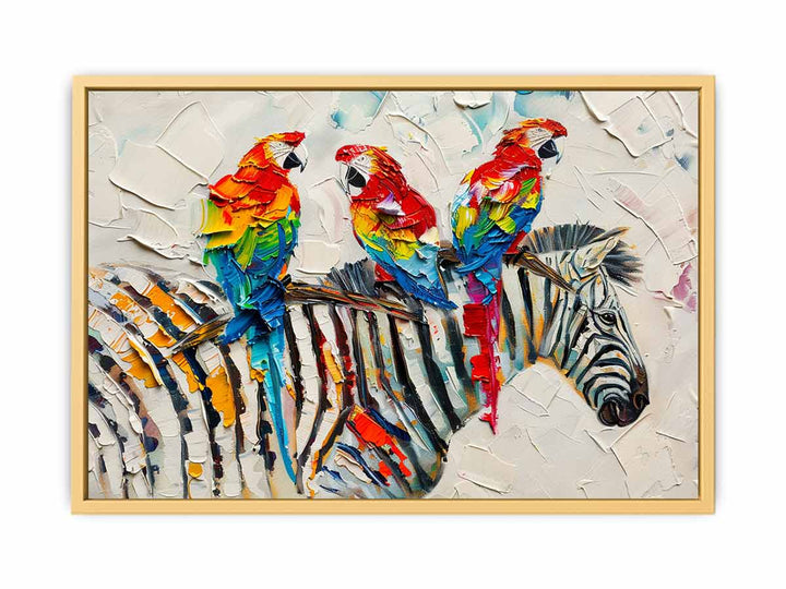 Zebra Parrot Art Painting  Poster