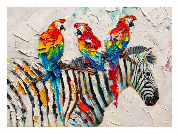 Zebra Parrot Art Painting