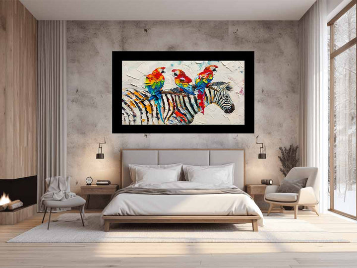 Zebra Parrot Art Painting 