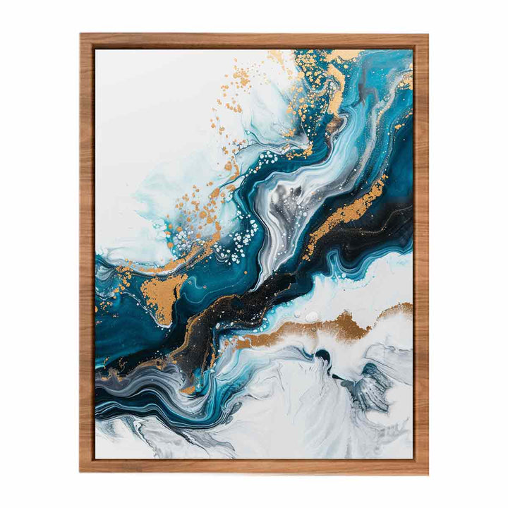 Blue Gold  Waves Painting