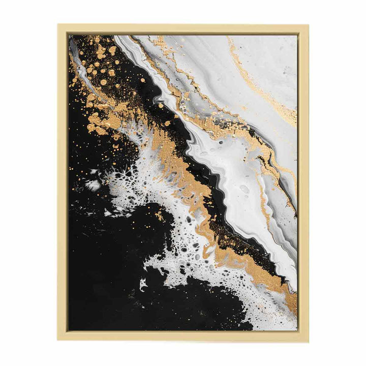 Black Gold Waves Painting  Framed Print